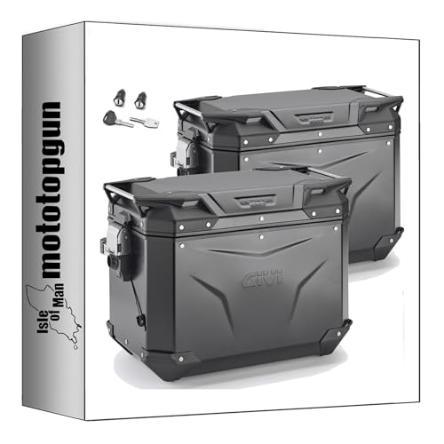 givi seitenkoffer obkev48bl + obkev48br monokey cam-side trekker outback evo smart aluminium schwarz + schloss 96 lt + träger kompatibel mit honda nx 500 2024 mototopgun