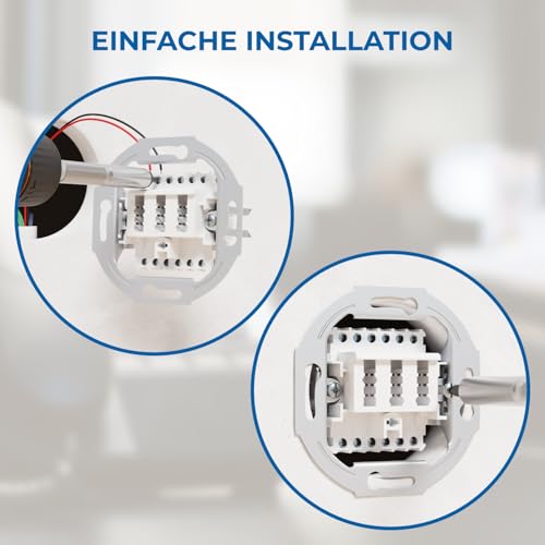 deleyCON 1 Stück Telefondose Unterputz TAE NF/F Anschlussdose NFF 2X Telefonanschluss + 1x Nebenstelle Fax Anrufbeantworter Modem NTBA DSL-Splitter Weiß