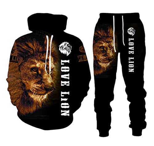 Vêtements de sport pour hommes Haitpant - Survêtement d'automne à capuche lion 3D