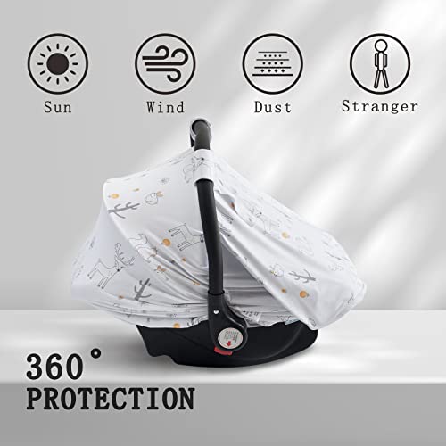 Image of Baby Car Seat Cover, Soft Sun Shade Cover, Breathable Comfortable Privacy Carseat Canopy Protect for Newborn Infant Boys Girls (Animals)