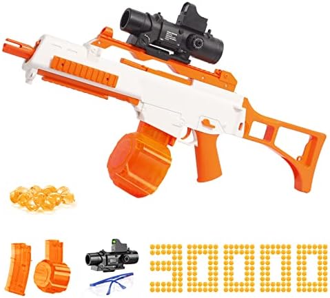 Hongvchang Gel Ball Blaster Automatic,G-36 Blaster with 30,000 Water Beads and Upgrad Drum Magazine,Big Toy Blasters for Outdoor Ages 14+ Adult,Ideal Gift for Teen Boys/Girls(Orange2)