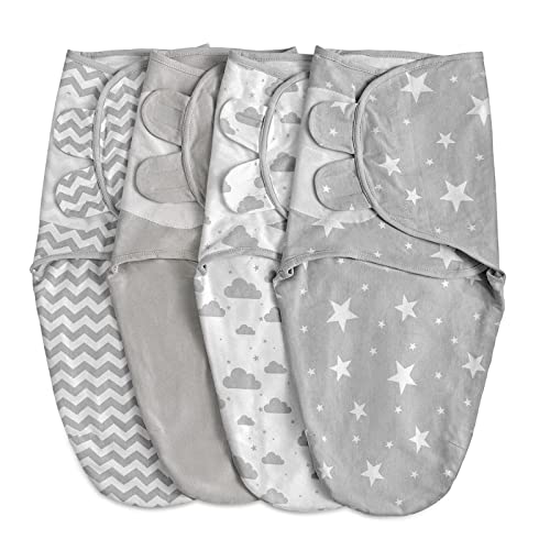 Image of Organic Baby Swaddle Sleep Sacks, 4-Pack Swaddles for Newborns Baby Essentials, Infant 0-3 Months, 100% Cotton Soft & Snug Adjustable Wrap Nursery Swaddling Blankets Improves Sleep