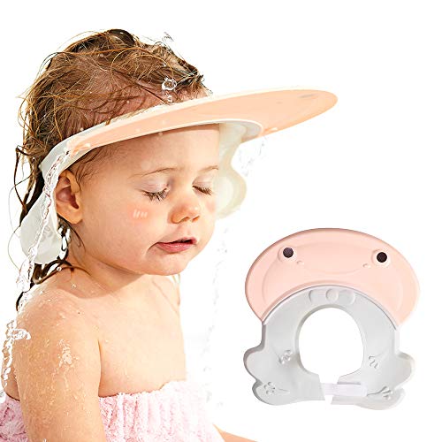 Baby Shower Hat Baby Shampoo Cap for Toddler, Infants Soft Protection Funny Safety Visor Cap, Silicone Kids Bathing Hat for Shower Pink