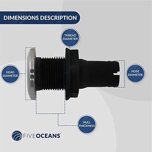 Five Oceans Fo2995 Marine Boat Black Straight Thru-Hull Connection For Hose, 3/4 Inches #TOP4
