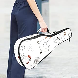 Sac à dos pour ukulélé Motif poule Blanc Imperméable Oxford avec bretelles réglables – Image 6