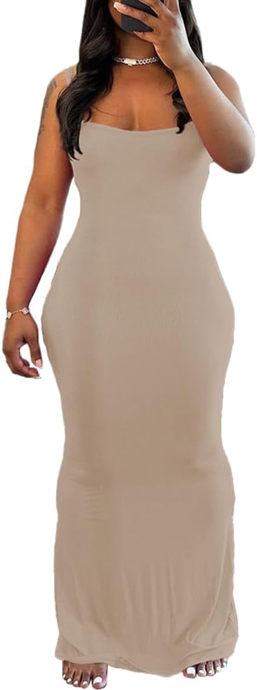 PINSV Women Summer Long Dress Casual Slip Sexy Sleeveless Bodycon Maxi Dresses for Women - Image 3