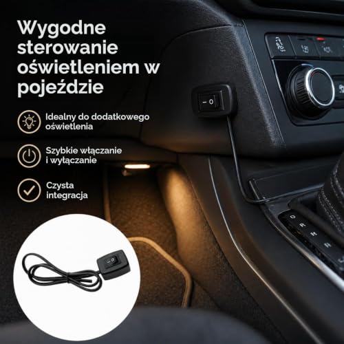 Powice 2 x przełącznik dźwigienkowy 12 V z samoprzylepnym tyłem, przełącznik 3 A 12 V/24 V z kablem 75 cm, przełącznik dźwigienkowy 12 V do sterowania elektroniką oświetlenia samochodowego