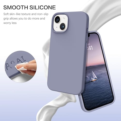 Coque iPhone 14 silicone souple antichoc dos rigide lavande - 2