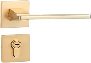 BTYKUYOO Cerradura magnética Simple for Puerta de Dormitorio, de aleación de Zinc, Color Negro, for el hogar, con Cerradura silenciosa y Dividida cepillada.(Brushed Gold 5845 Silent)