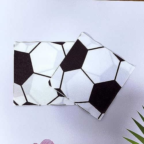 Image of Wanna Party Soccer Theme Paper Napkins - Pack of 20 Football Birthday Disposable Tissues for Kids, Sports Theme Celebrations, Football Decorations & Tableware Supplies
