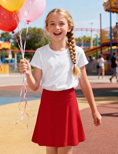Image of KEREDA Girls Uniform Skirts with Undershorts Casual Stretchy School Skorts
