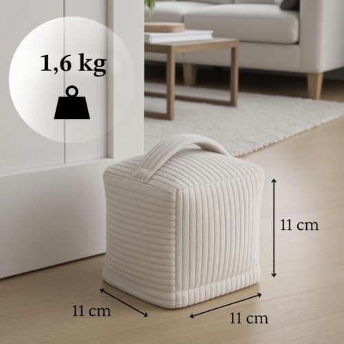 TALIDA Türstopper sack 1,6KG beige in Cord | mit Griff | waschbarer Bezug | mit Reißverschluss | schwer | modern | Boden Sand sack | sack 2er Set