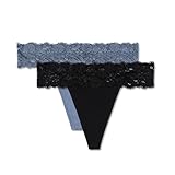 Pact Organic Cotton Women's Lace Waist Thong Underwear, 2 Pack