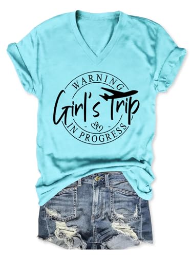 WANIMQR Girls Trip Shirts for Women Warning Girls Trip in