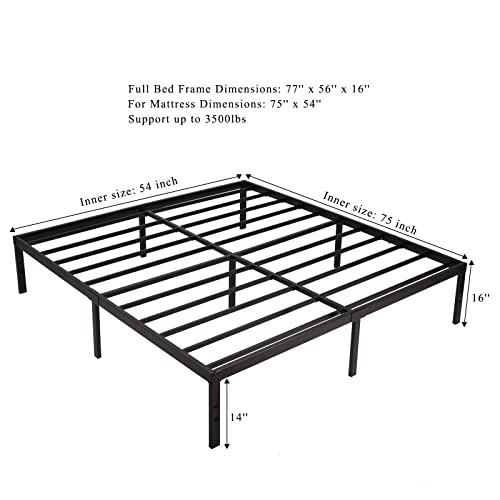 Homus Full Size Platform Bed Frame- 16 Inch Strong Steel Bed Base- High Weight Capacity Sturdy Solid Metal Foundation- Easy Assemble/Noise Free/Non-Slip/Squeaky Free/No Box Spring Needed/Full #TOP1