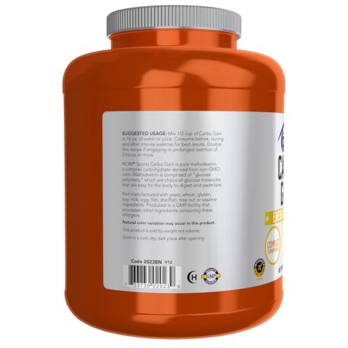 now foods sports nutrition carbo gain powder maltodextrin rapid absorption energy production 8-pound