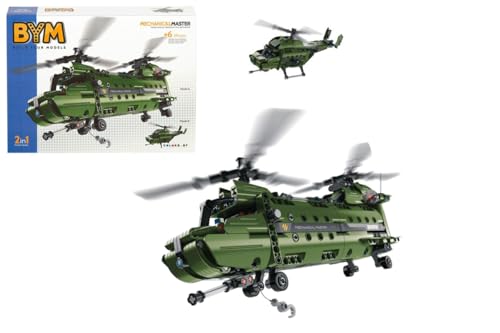 WOOMAX 393-teiliges Militär-Helikopter-Set, 2-in-1, +6 A, Hubschrauber, Jungen, Kinder