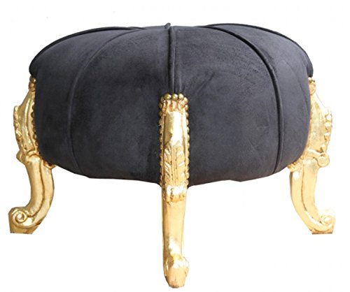Casa Padrino Baroque Sitzhocker- Tabouret rond Noir/doré Baroque meubles