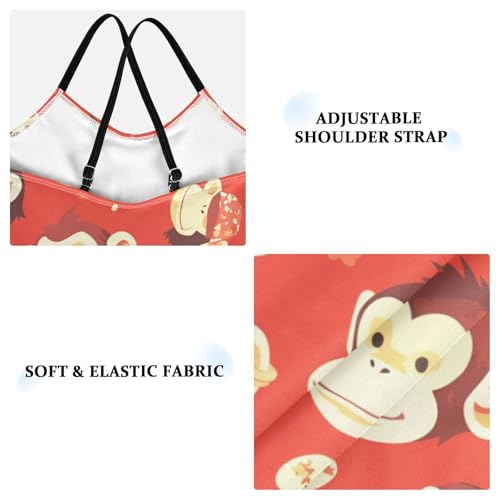 KLL Monkey Red Girls 1-Piece Bathing Suit Summer Swimming Suits with Adjustable Straps Quick Dry3