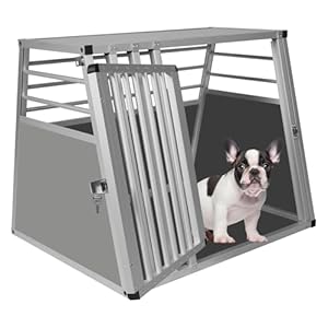 EUGAD Hundetransportbox Aluminium, Autotransportboxen für große/mittlere Hunde Katze 80x65x65cm Kofferraum Transportbox Hundebox für Auto Zuhause Reise, Leicht zu reinigen und Stabil