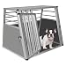 EUGAD Hundetransportbox Aluminium, Autotransportboxen für große/mittlere Hunde Katze 80x65x65cm Kofferraum Transportbox Hundebox für Auto Zuhause Reise, Leicht zu reinigen und Stabil