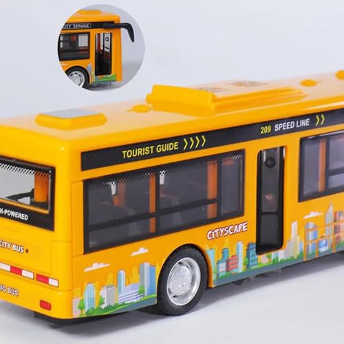 Image of Plastic School Bus Toy Alloy for Kids Light Music Open Door Collection Friction Toys for Boy Kids