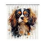 Ganshan Bi Cavalier King Charles Spaniel Dog Shower Curtain for Bathroom Lovely Dog Puppy Pet Animal Print Bath Curtains Home Decor with 12 Hooks 72x72 Inch Style 3