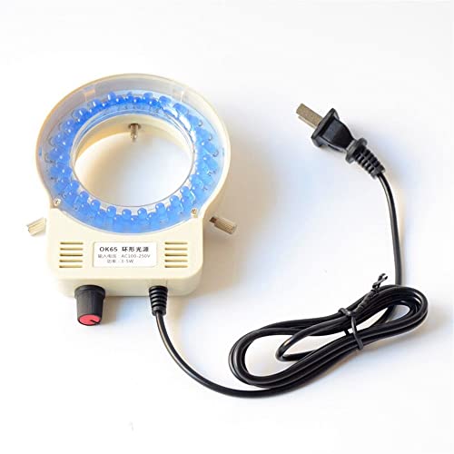 �������ώ@ 100-240V ���w���F LED �r�f�I���̌����������O�����A���a 65mm �̖��邳�����\�� Microscopio �����v(Wite Shell)