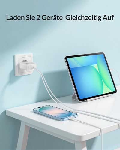 45W 2Port Schnellladegerät mit USB C Ladekabel für Samsung Galaxy S26 Ultra Plus S25 S24 S23 S22 5G A56 A55 A54, Z Flip 4/5, Tab S10 S9, Handy Ladegerät Netzteil Stecker 2M Schnellladekabel, 2Pack