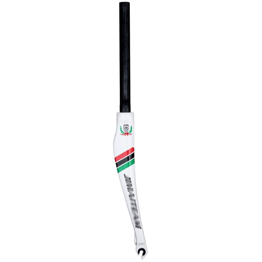 AZQOHMIS Bike Suspension Fork,700c Mountain Bike Front Fork,Bicycle Front Fork Straight Tube/Carbon Fiber/Vertical Tube 28.6MM * 300MM/Open File 100MM/Gloss White Appearance