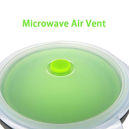 Ccyanzi Green Round Collapsible Food Containers Collapsible Silicone Bowls Silicone Food Storage Containers With Airtight Lids, For Kitchen, Rv Or Lunch Boxes, Microwave And Freezer Safe, Set Of 4 #TOP5