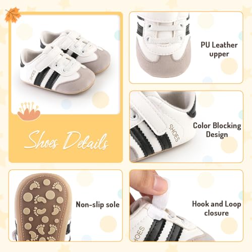 Image of Baby Boys Girls Sneakers Toddler Non-Slip Soft Rubber Sole First Walking Shoes Infant Newborn Crib Dress Shoes