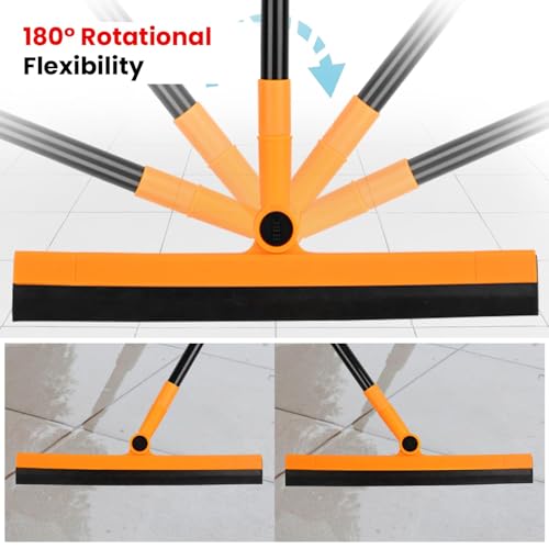 Image of Zureni Floor Squeegee Wiper with Telescopic Handle Angular 180 Rotatable Movement Metal Rod for Home Bathroom Kitchen Wiping & Cleaning (Random Color, Zize- 110.5X 40x 4cm)