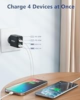 USB C Ladegerät, 40W 4 Ports Mehrfach Schnellladegerät Stecker mit PD+USB Power Adapter, Ladestecker Netzteil für iPhone 17 16 15 14 13 12 11 Pro/Max/Plus, iPad, Samsung S24 S23 USB C Fast Charger – Ansicht 3