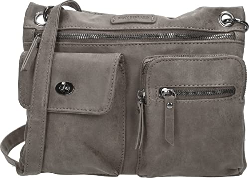 Sac bandoulière plat gris BB6666 doté de multiples rangements zippés