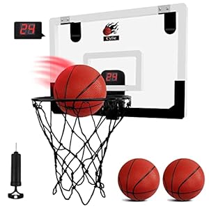CYFIE Mini Basketballkorb Kinder Erwachsener Indoor Basketballkorb mit elektronischer Bewertungsfunktion und Sound, hängendes Basketballbrett mit 3 Bällen und Pumpe, Sport Spiel Satz