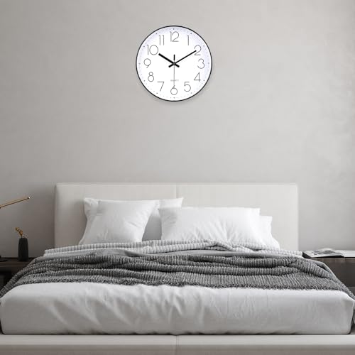 Image of jomparis Small Wall Clock Black Wall Clocks Silent Non-Ticking for Bedroom Bathroom Kitchen(8 Inch)
