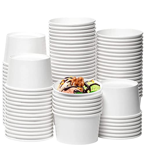 Coppe gelato di carta usa e getta, ciotole da dessert da 100 pezzi per dolcetti per feste calde e fredde