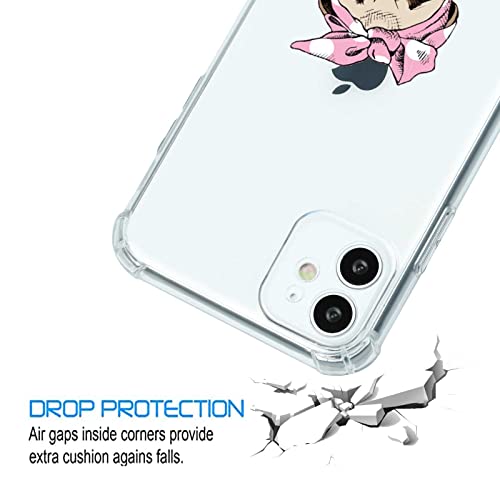 Compatible With Iphone 11 Case, Puppy Pug Dog Pink Headscarf Print Funny Animal Design For Girl Women Kids, Transparent Clear Soft Tpu Protective And Non-Yellowing Phone Cover For Iphone 11 #TOP2