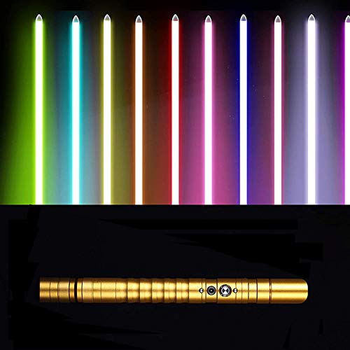 Hengqiyuan Métal Sabreight Hilt 11 Couleur RVB Laser Cosplay Jouet en Plein Air Creative Wars Force FX Lightsaber Lumière Et Blaster Son, Cadeau pour Enfants Et Adultes,d'or Cover