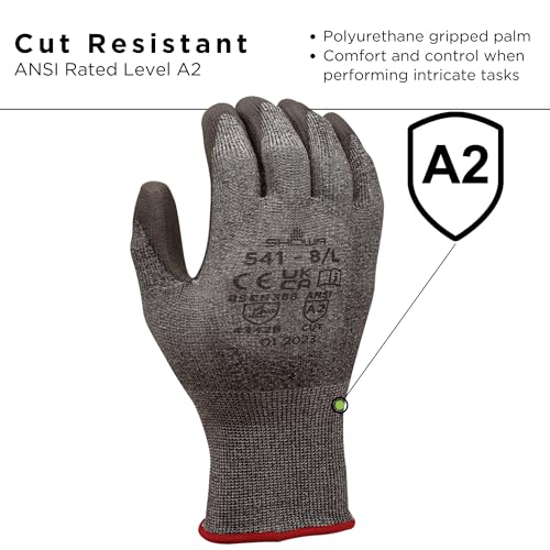 SHOWA 541 Polyurethane Palm Coated A2 Cut Resistant Safety Glove with HPPE Liner, 13-Gauge, XX-Large (12 Pair) - Thumbnail 3