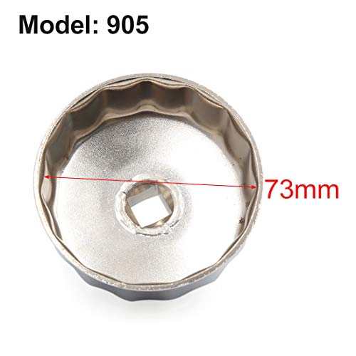 Uxcell 13Mm Square Socket 15 Flutes 73Mm Inside Diameter Cap-Type Oil Filter Wrench Spanner For Car Vehicle #TOP1
