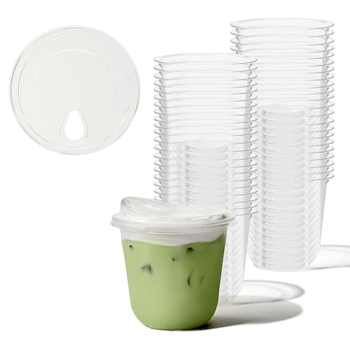 TOSSWARE NATURAL 12oz Arc Bundle - Plant Based 98mm Clear Cold Cups + Sip Lids - Plastic Alternative for Parties Bachelorettes Weddings - Recyclable - Set of 50