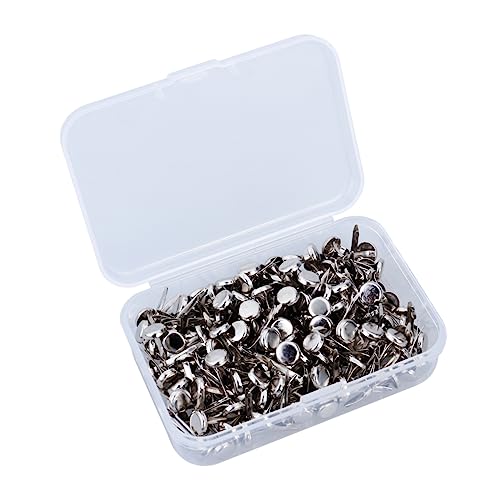 Beatifufu 200Pcs Silver Metal Brads Round Paper Fasteners Organized Portable Storage Box for Crafts DIY Projects Scrapbooking