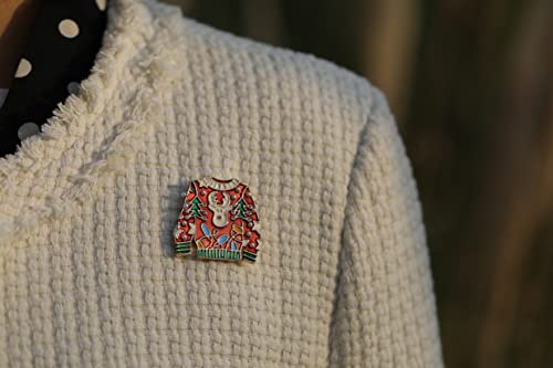 Rarelove Vintage Ugly Christmas Sweater Brooch Cute Reindeer Crystal Rhinestone Christmas Tree Christmas Brooch Pins And Brooches For Women Girls Silver Plated Alloy,Holiday Brooch Jewelry #TOP5