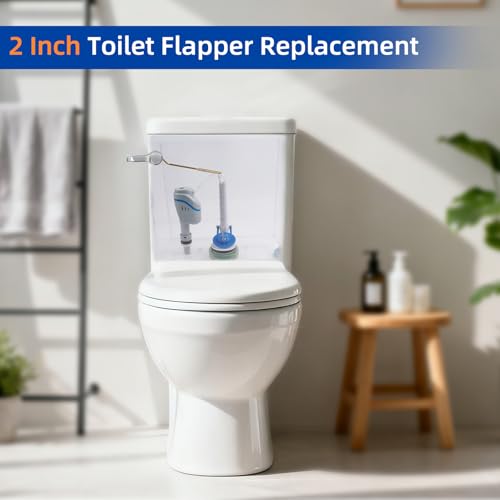 Image of Hibbent 2 Pack Universal 2 Inch Toilet Flapper Compatible with American Standard, Kohler, TOTO, Gerber Toilets Tank, Water Conserving Toilet Flapper Replacement with Stainless Steel Chain, Blue