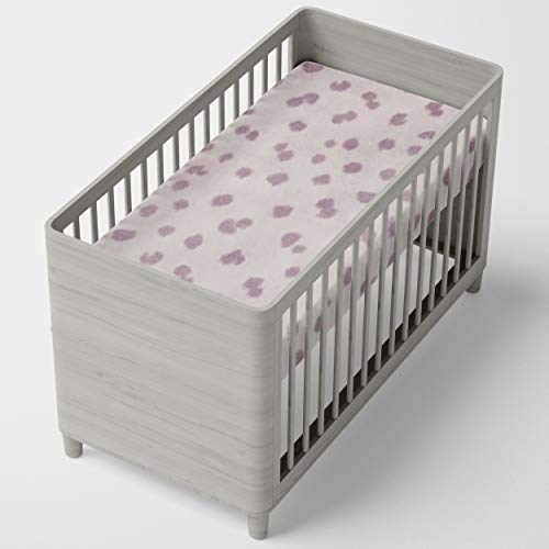 Glenna Jean Baby Fitted Crib Sheet For Baby Boys & Girls, Snow White Animal Print Fawn Deerhide, Grey, Standard #TOP3