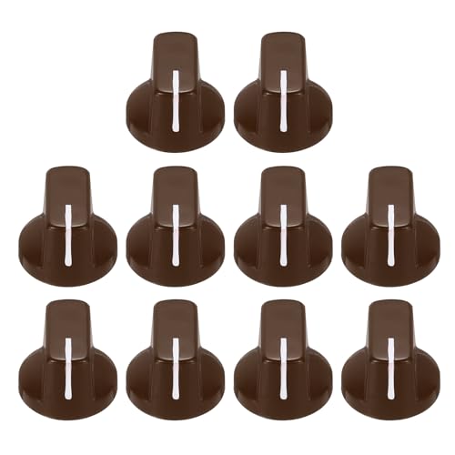 sourcing map 10pcs Brown Guitar Effect Pedal Knob, 9/16" Plastic Insert Electric Guitar Knobs for Amplifier Guitar Bass Volume Control
