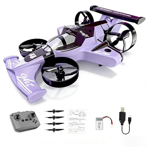 New Foam Aircraft, Remote-Controlled car Ground Drift/air Flight Dual-Mode Gravity Sensing Stunt, Colorful Light Drone, 3-Speed 360° Rotation, for Boys and Boyfriends (Purple)