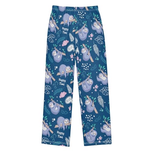 Sloth Happy Time Boys Long Pants Soft Trousers Elastic Waist Kids Lounge Bottoms with Pockets S-XL